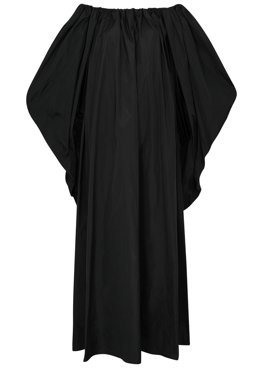 Shop Stella Mccartney Cape-effect Taffeta Maxi Dress In Black