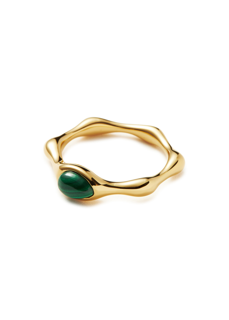 Shop Missoma Embellished 18kt Gold Vermeil Ring In Green