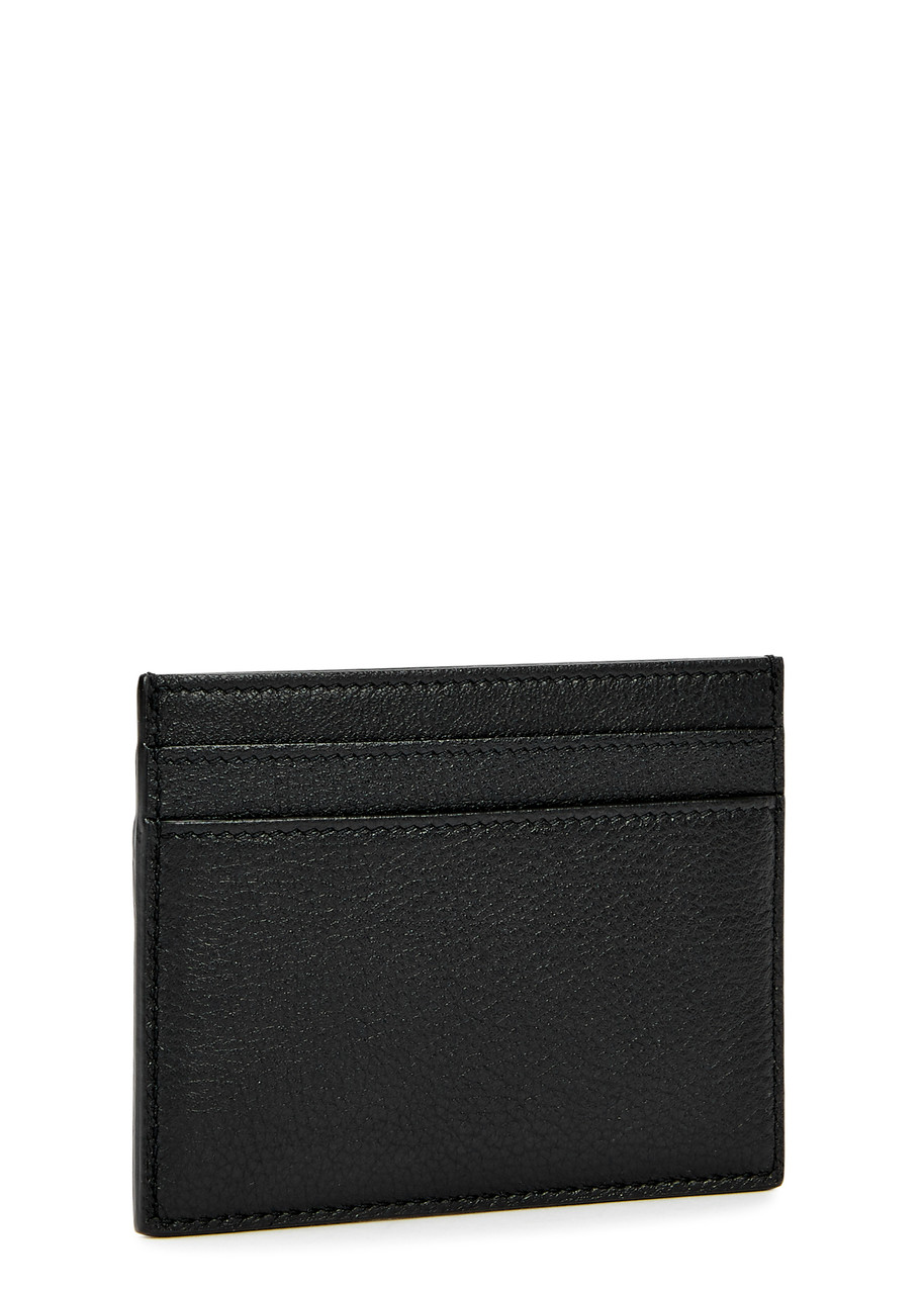  Saint Laurent Logo Leather Card Holder - Black - One Size 