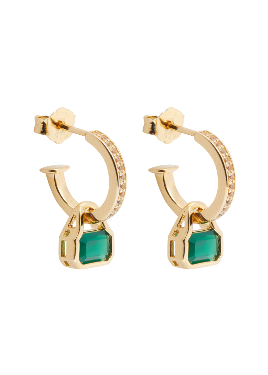 Laura Vann Embellished 18kt Gold-plated Hoop Earrings - Green - One Size