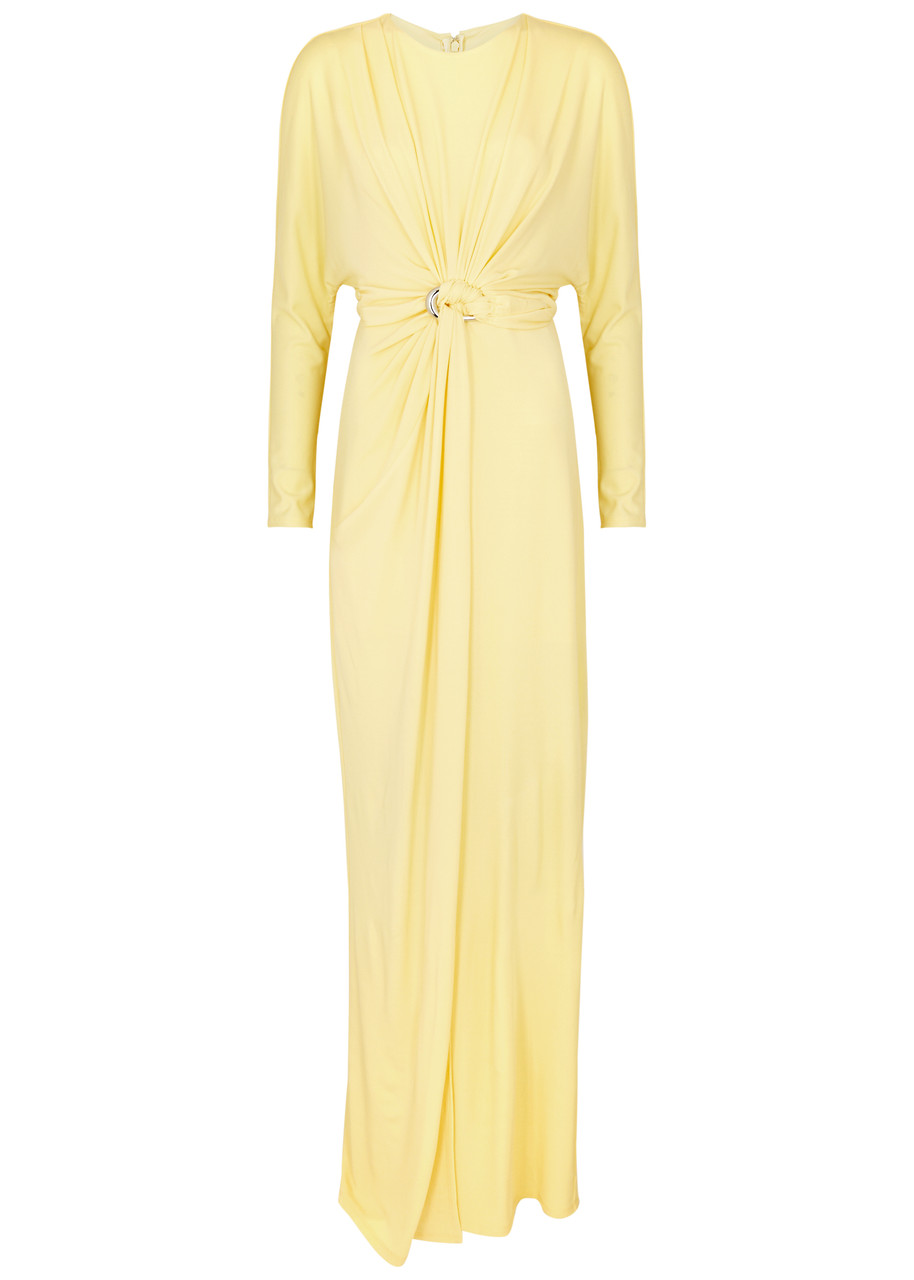 Shop Jonathan Simkhai Maisie Draped Stretch-jersey Gown In Yellow