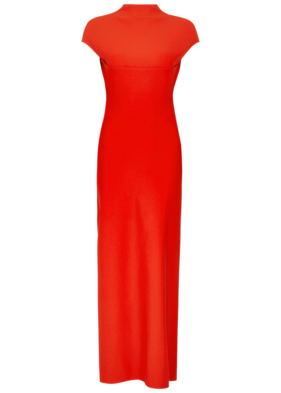 Shop Alaïa Open-back Stretch-jersey Maxi Dress In Red