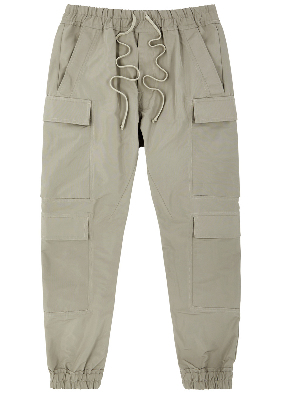 Shop Rick Owens Mastodon Stretch-cotton Cargo Trousers In Cream
