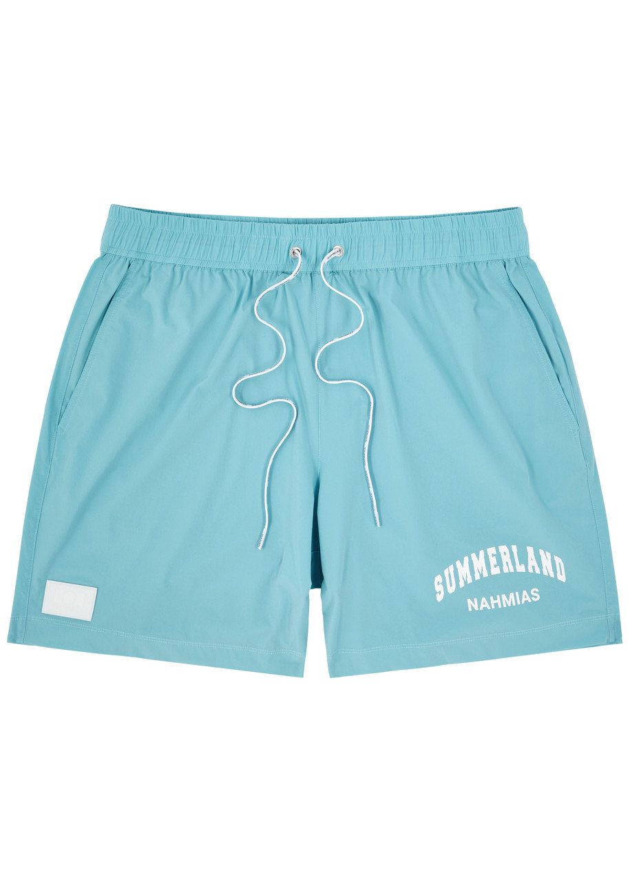 Shop Nahmias Summerland Shell Swim Shorts In Light Blue 2