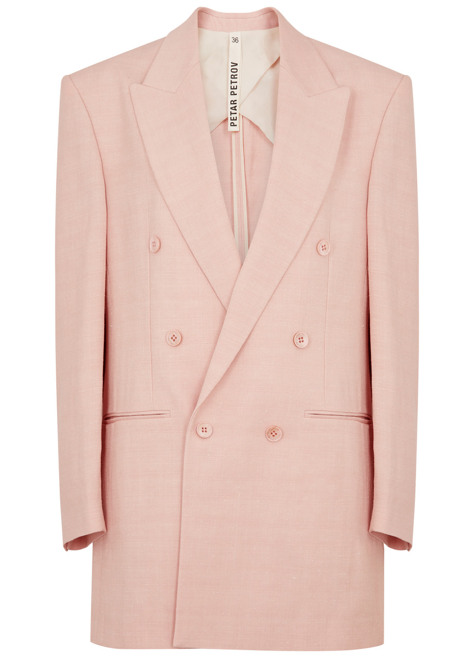Shop Petar Petrov Back To Town Double-breasted Blazer In Light Pink