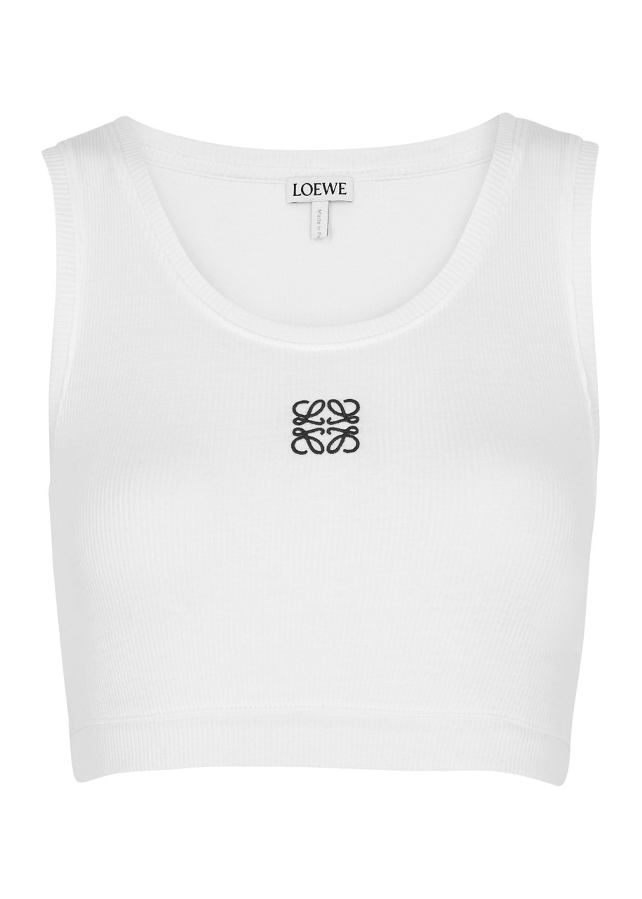 Loewe Anagram Cropped Stretch-cotton Tank In White