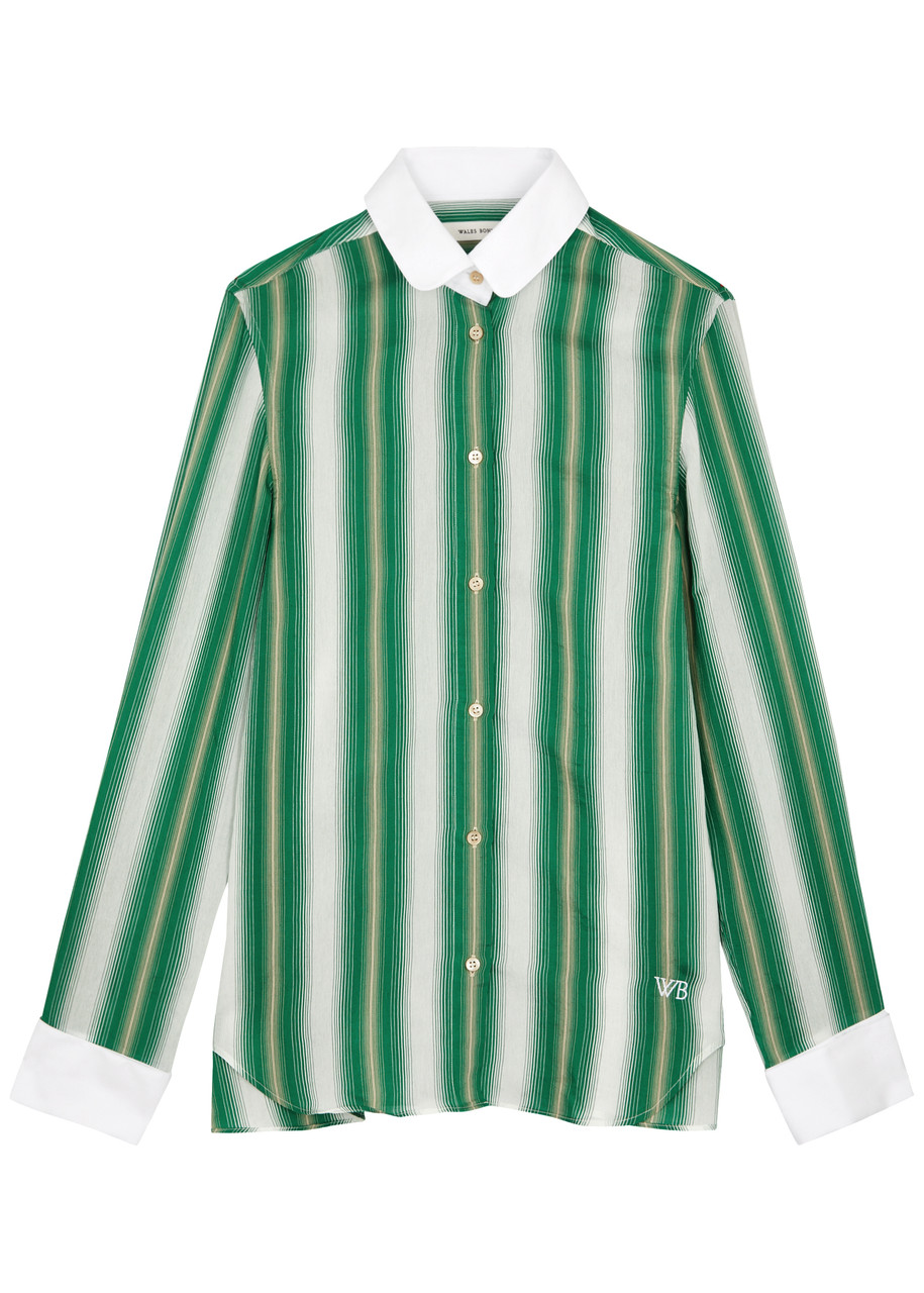 Shop Wales Bonner Balance Striped Shirt In Green