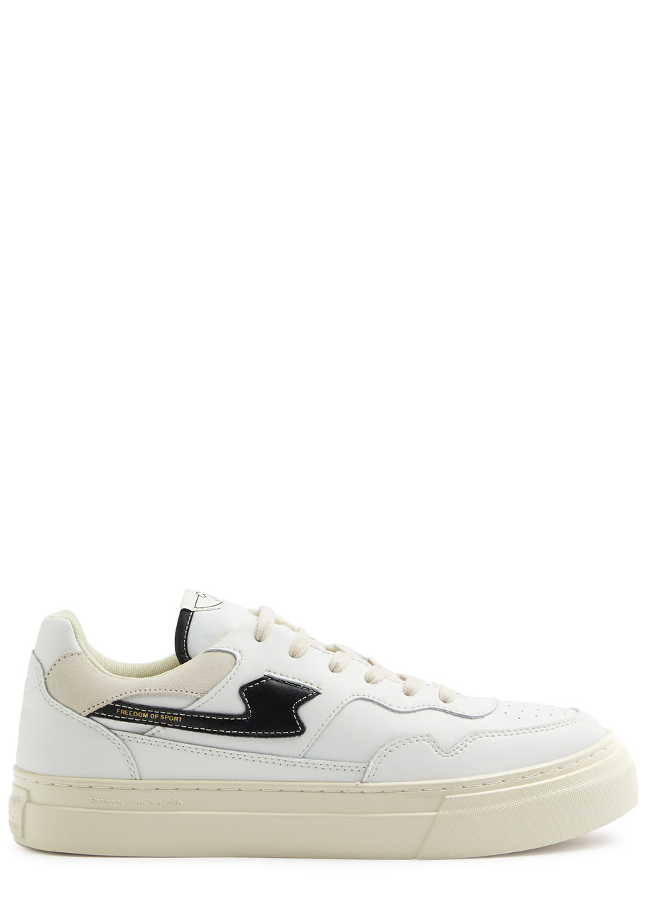 Shop Stepney Workers Club Pearl S-strike Panelled Leather Sneakers In White