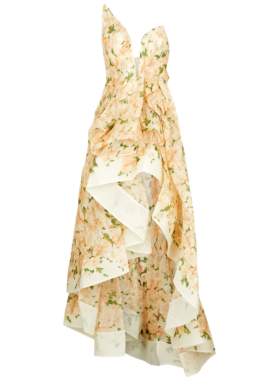 Shop Zimmermann Natura Floral-print Organza Midi Dress In Multicoloured