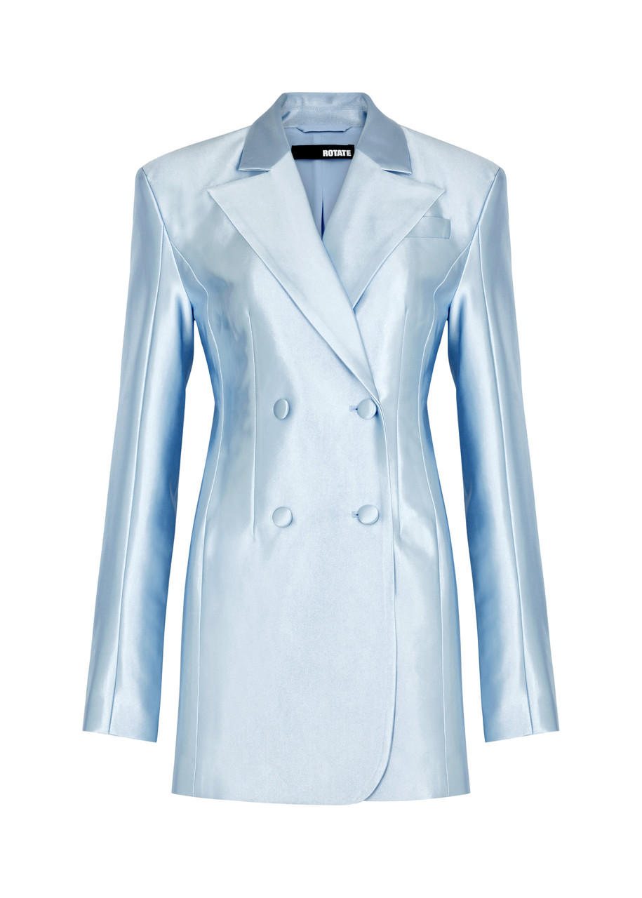 Rotate Birger Christensen Double-breasted Blazer Dress In Light Blue