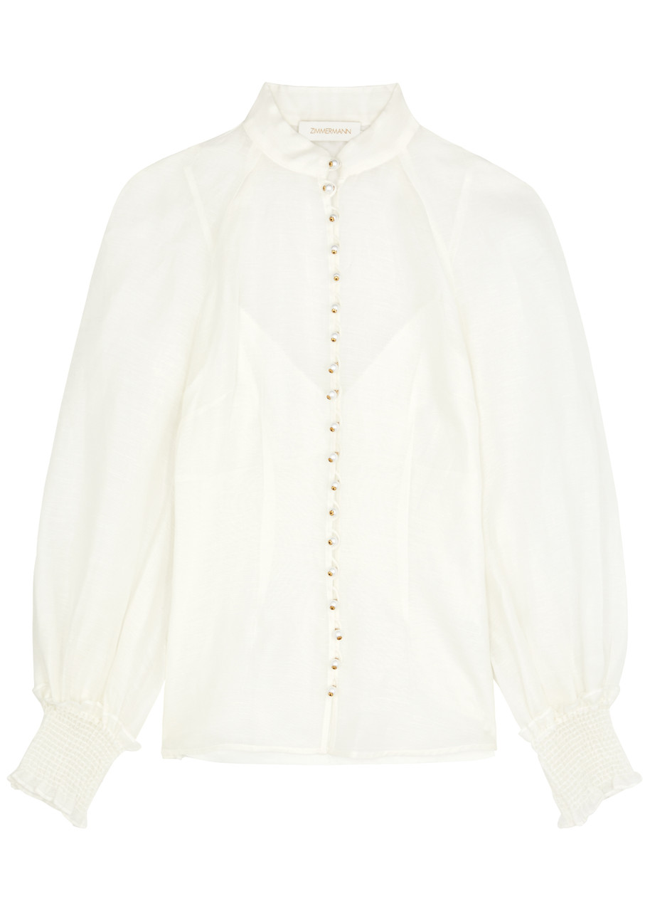 Shop Zimmermann Natura Organza Blouse In Natural