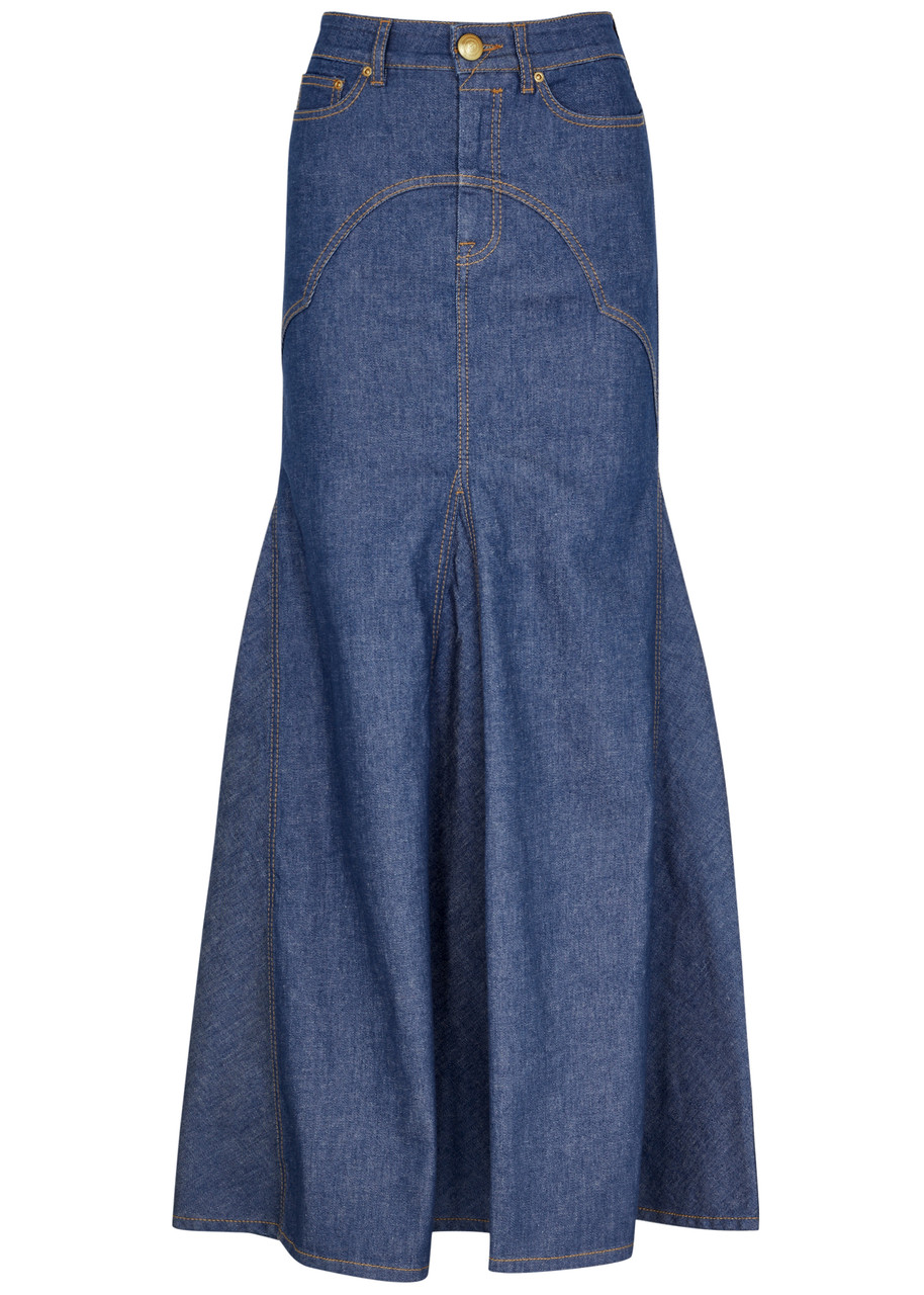 Shop Zimmermann Stretch-denim Maxi Skirt