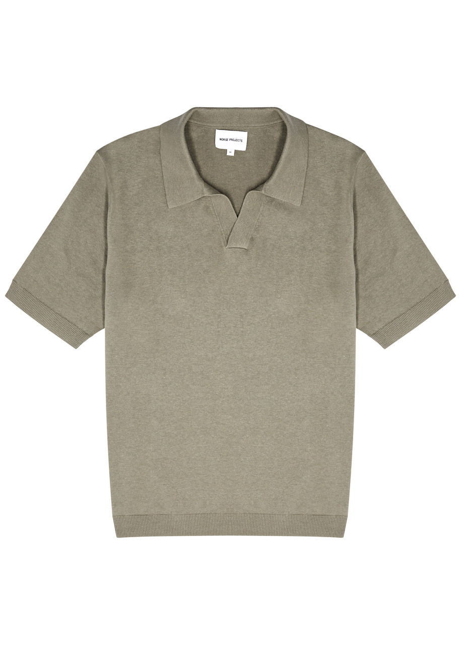 Shop Norse Projects Leif Linen-blend Polo Shirt In Green
