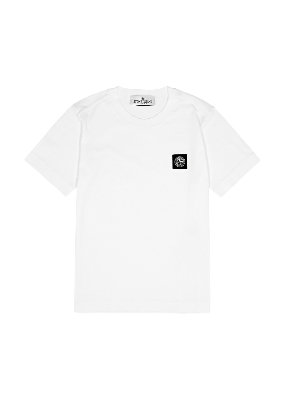 Shop Stone Island Kids Logo Cotton T-shirt (6-8 Years) In White