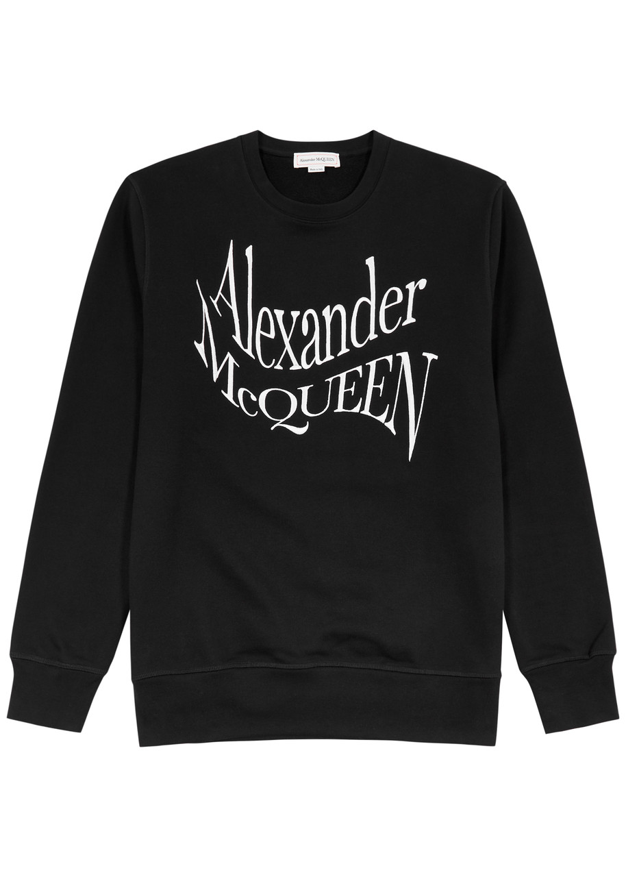 Shop Alexander Mcqueen Logo-embroidered Cotton Sweatshirt In Black