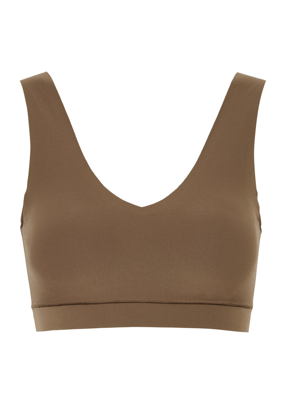 Shop Chantelle Soft Stretch Padded Soft-cup Bra In Brown