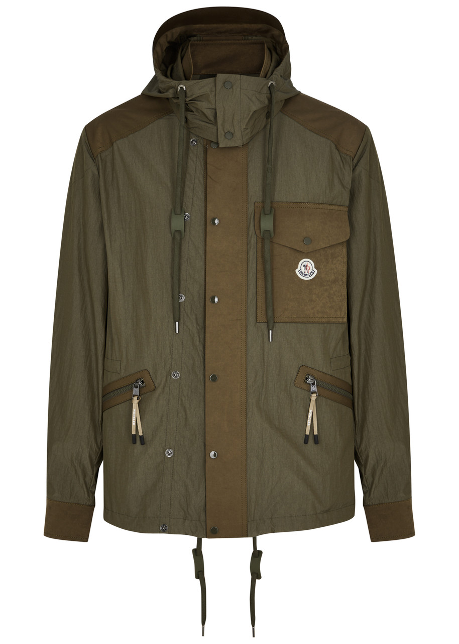 Moncler Velan Panelled Hooded Shell Jacket - Green - 4 (UK42 /xl)