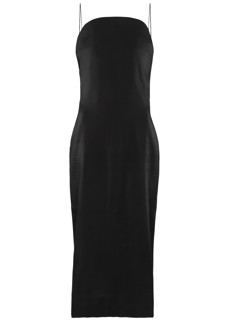 Jacquemus La Robe Carino Satin Midi Dress In Black