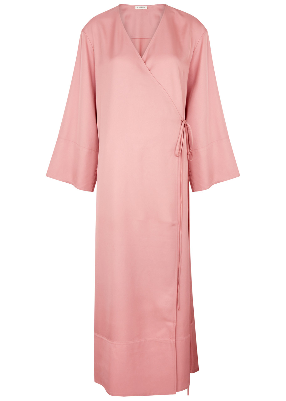 By Malene Birger Manissa Satin Maxi Wrap Dress In Pink