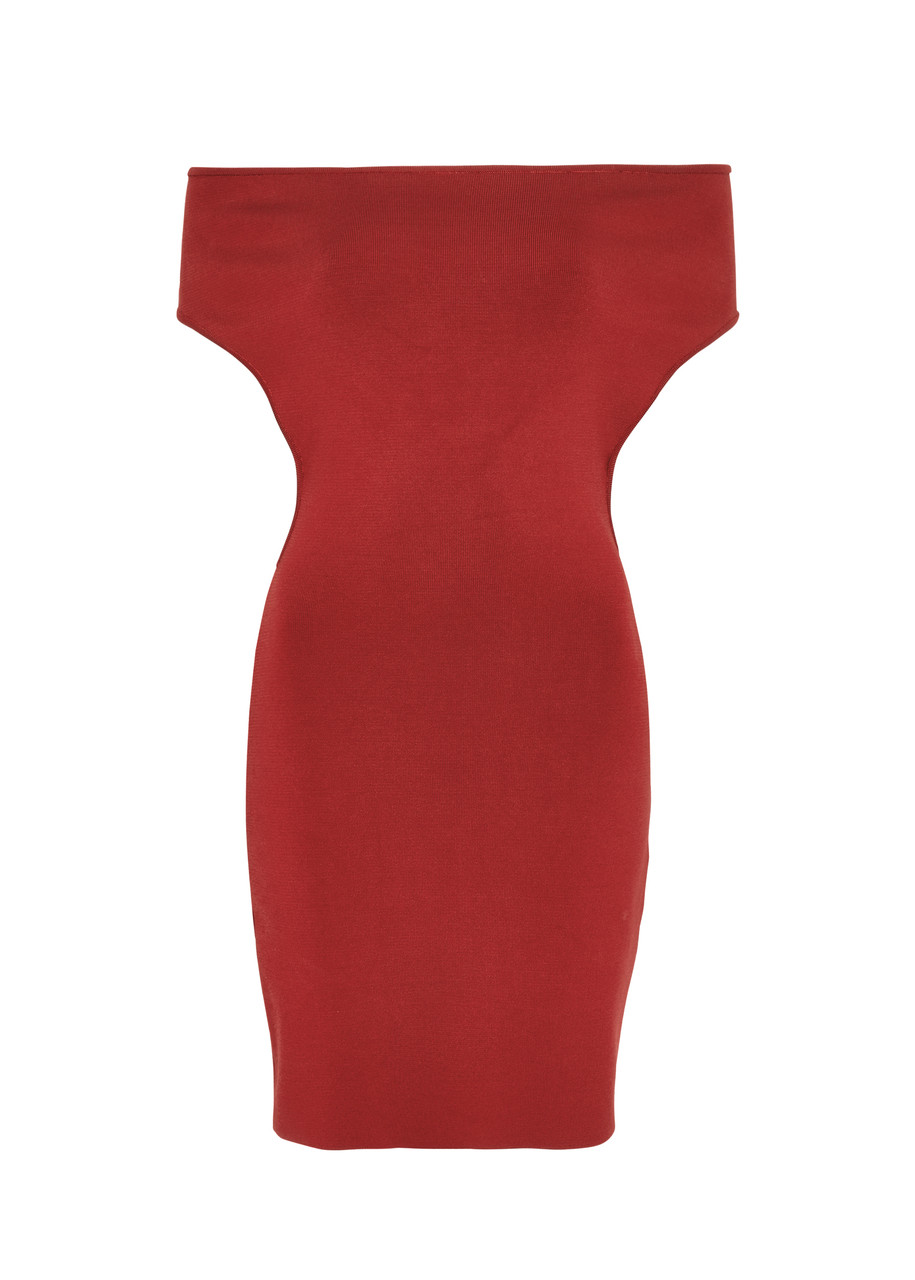 Jacquemus La Rob Cubista Ribbed-knit Mini Dress In Red