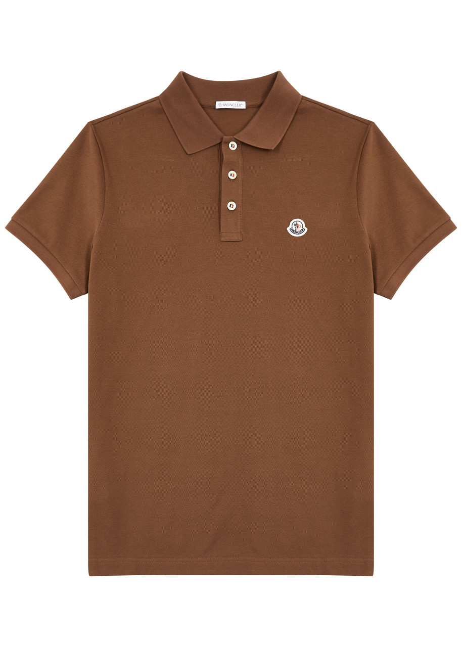 Moncler Logo Piqué Cotton Polo Shirt - Brown - S