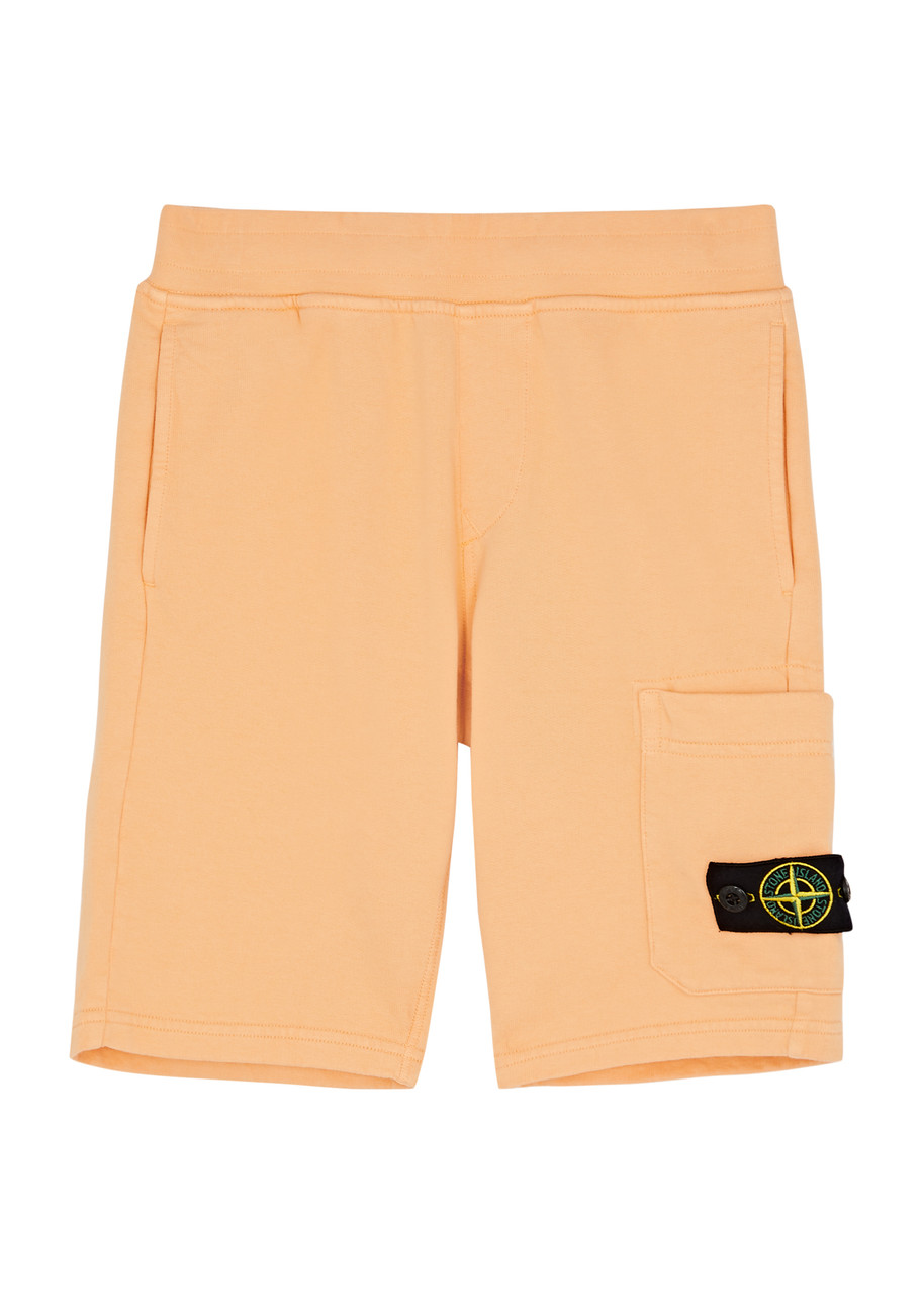 Shop Stone Island Kids Logo Cotton Shorts (6-8 Years) In Orange