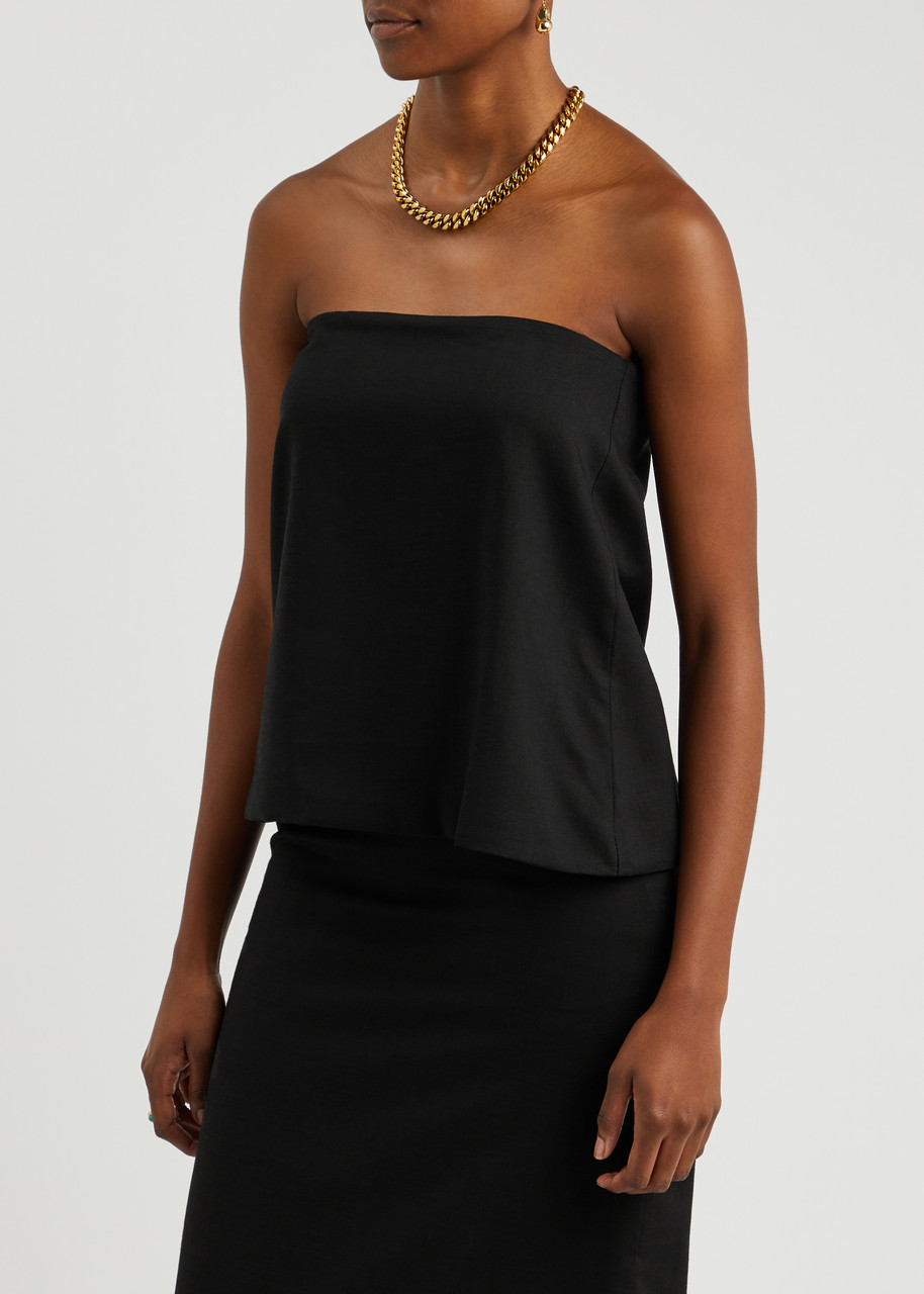 Aexae Strapless Woven Top In Black