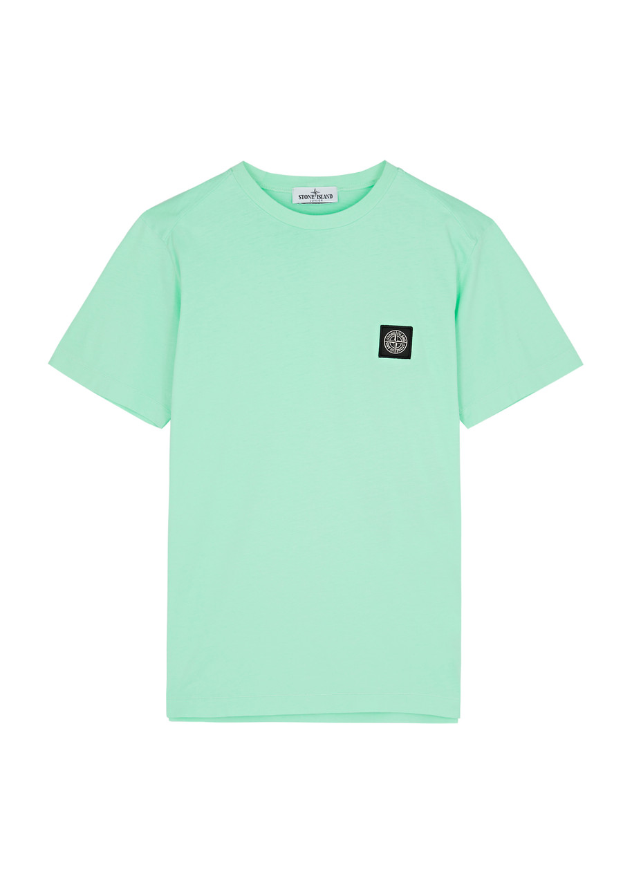 Shop Stone Island Kids Logo Cotton T-shirt (14 Years) In Green Light
