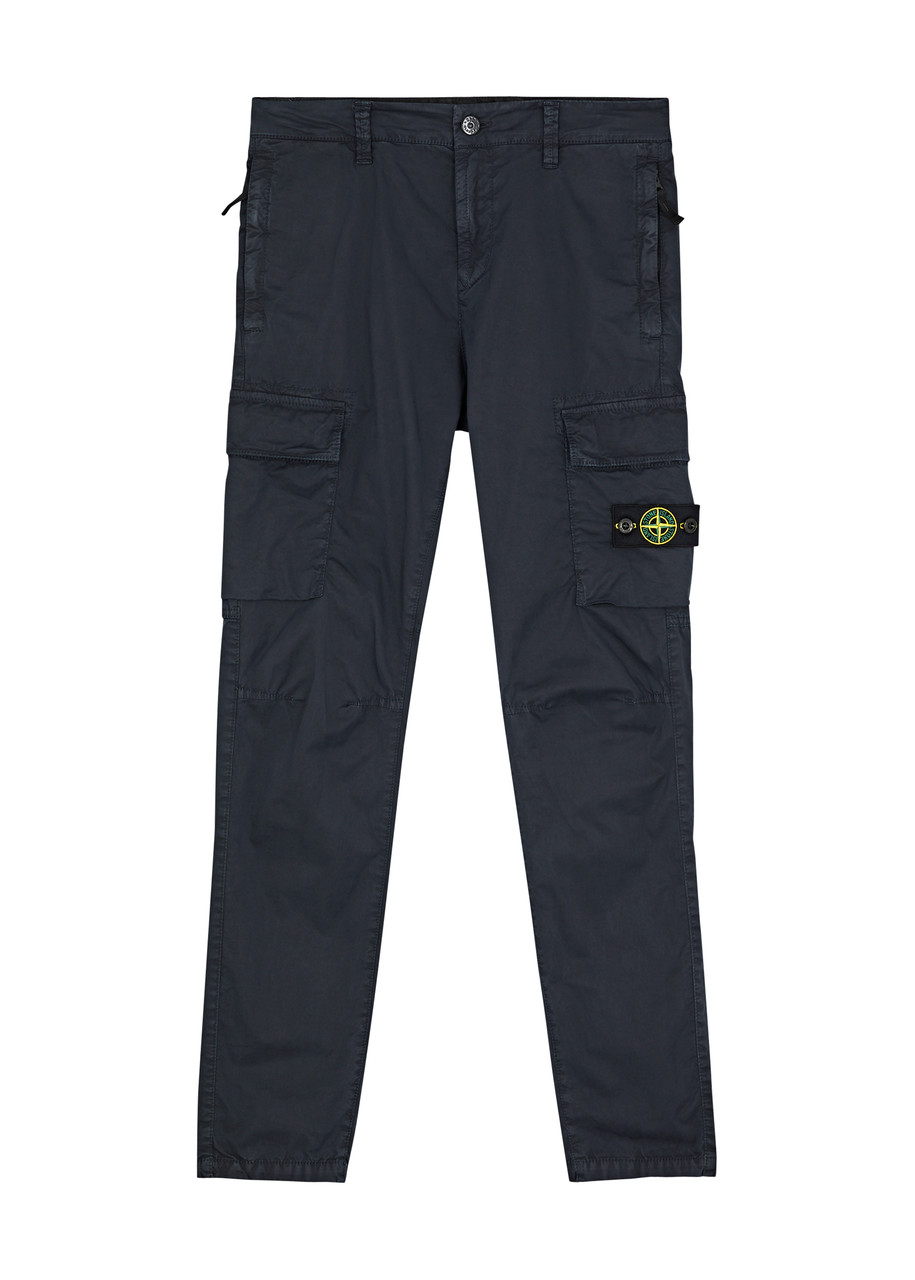 Shop Stone Island Kids Stretch-cotton Cargo Trousers (10-12 Years) In Navy