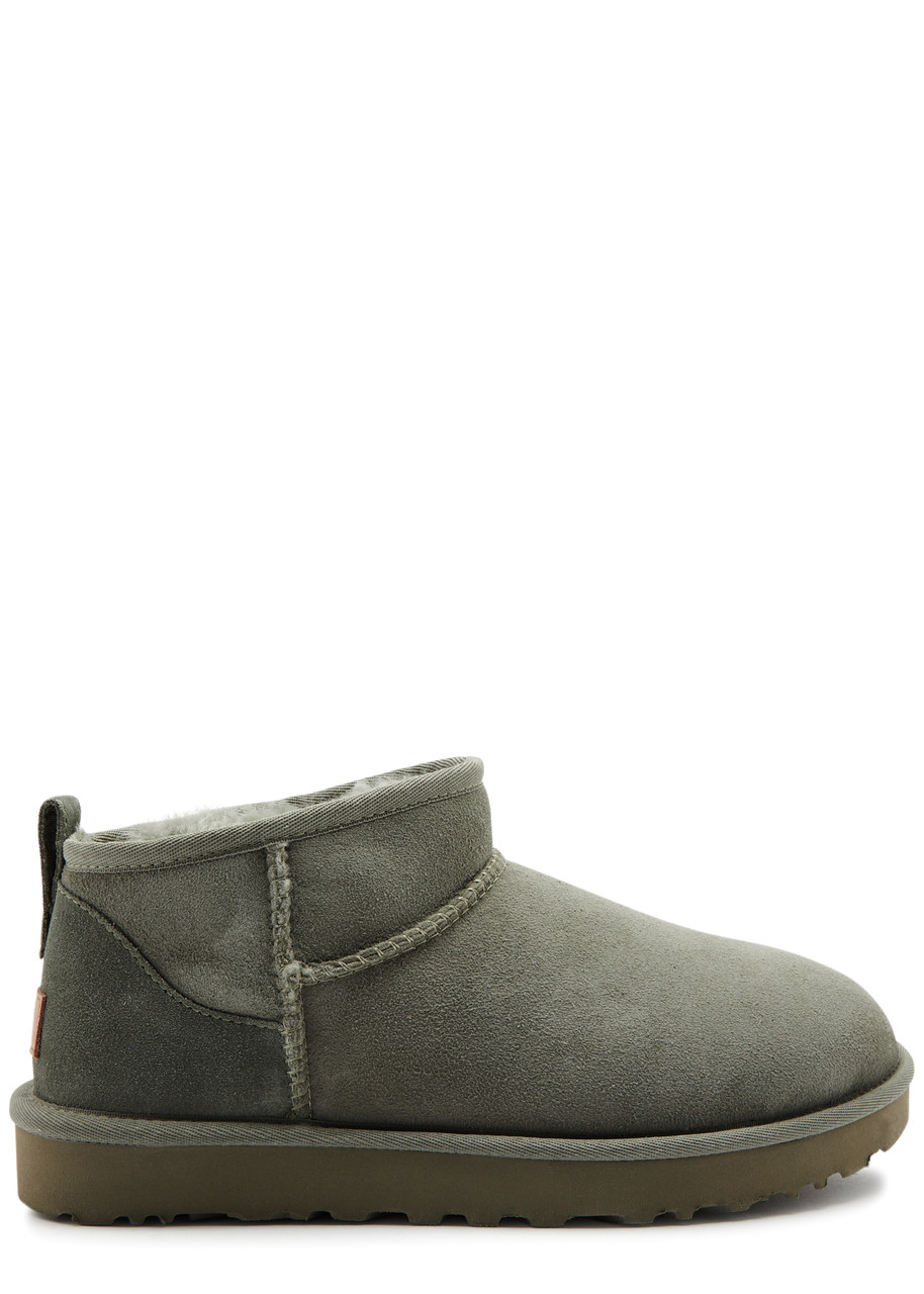 Shop Ugg Classic Ultra Mini Suede Ankle Boots In Green