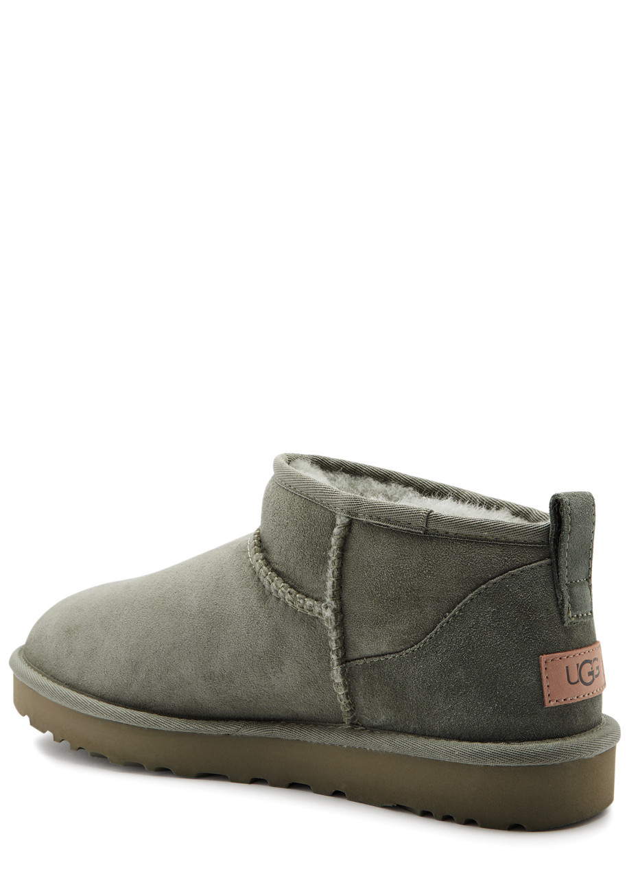 Ugg Classic Ultra Mini Suede Ankle Boots In Green