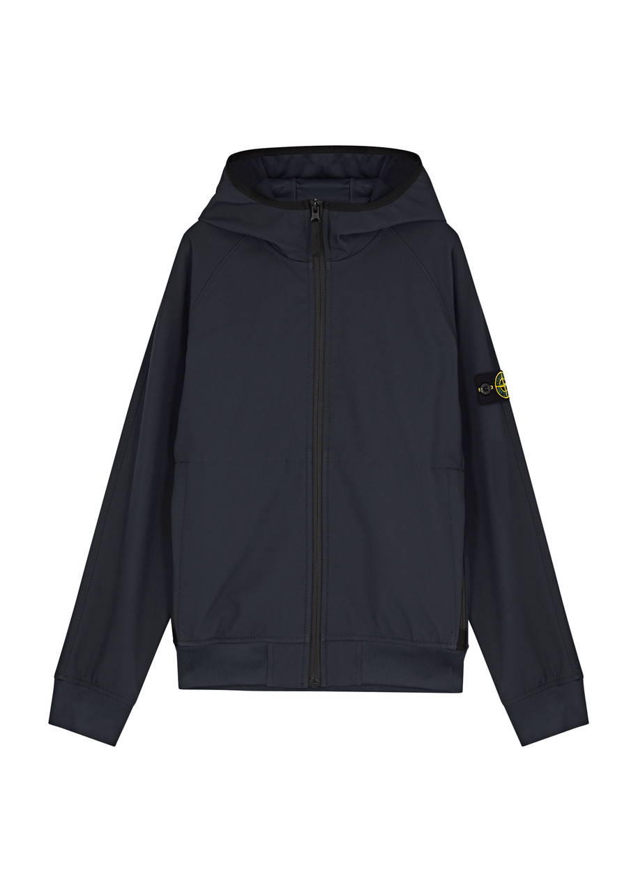 Shop Stone Island Kids Hooded Soft Shell-r Jacket (14 Years) In Navy