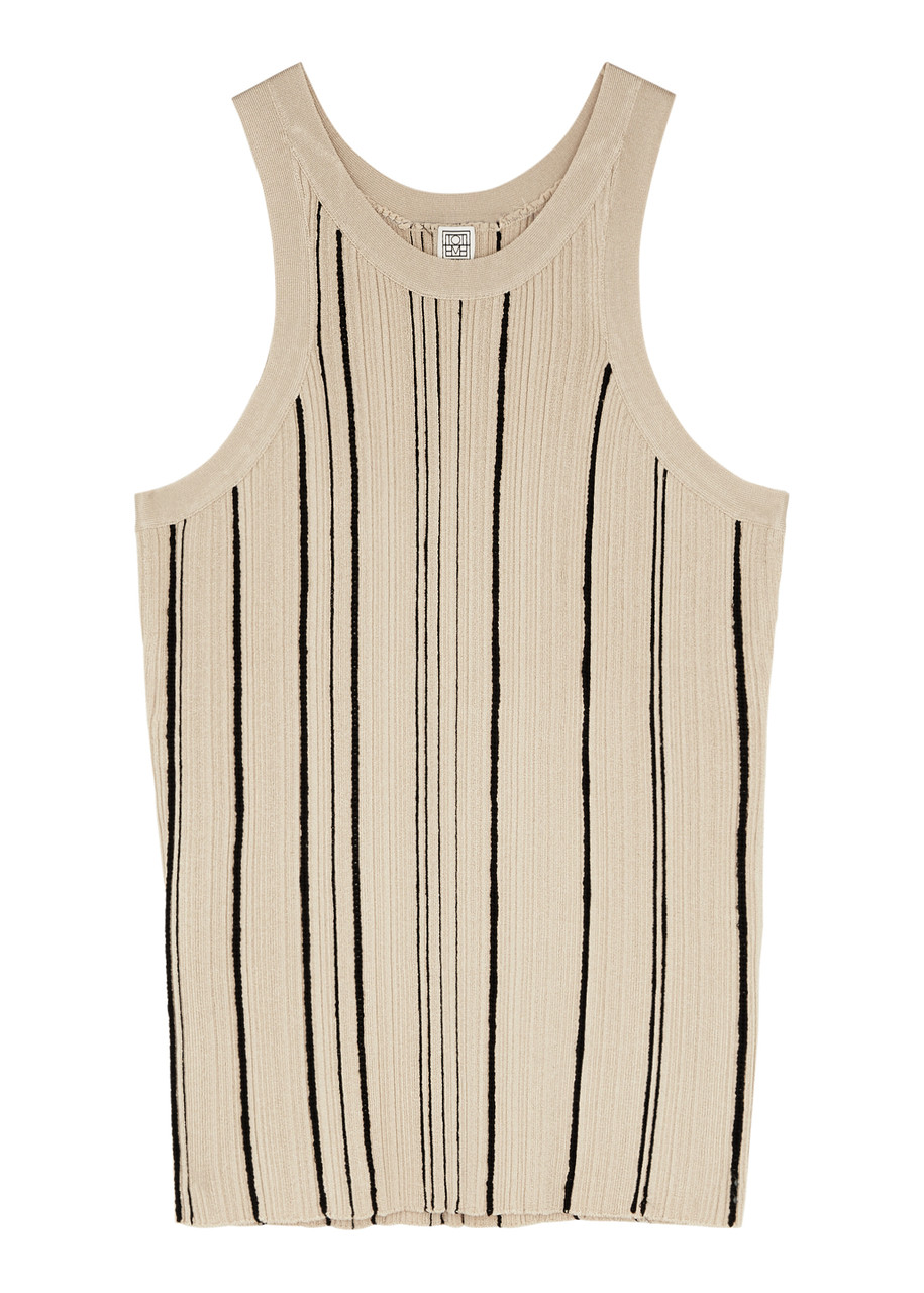 Totême Striped Ribbed-knit Tank In Neutral