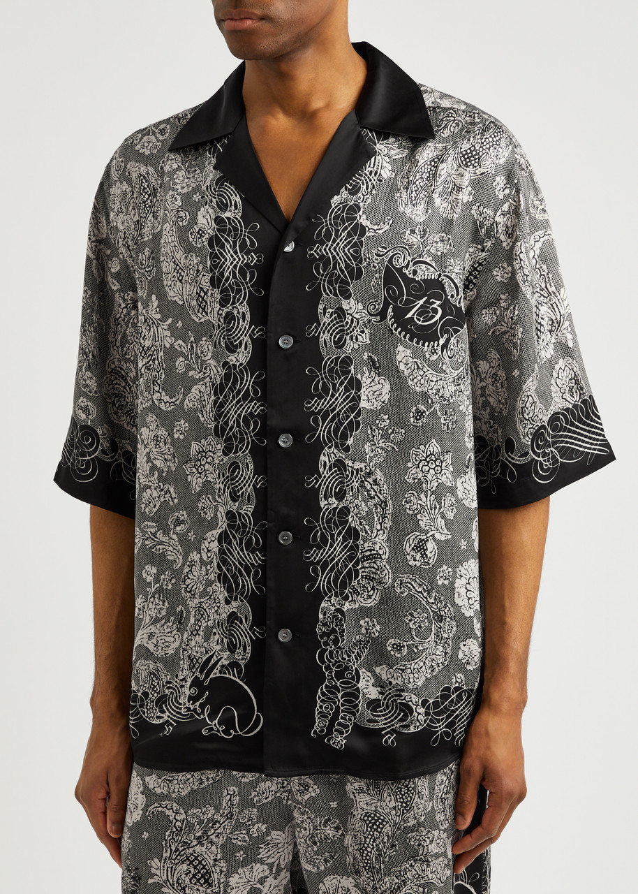 Shop Acne Studios Sowen Printed Satin Shirt In Black