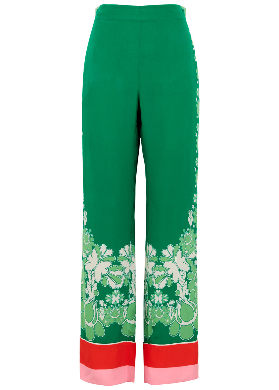 Borgo De Nor Havana Printed Wide-leg Trousers In Green