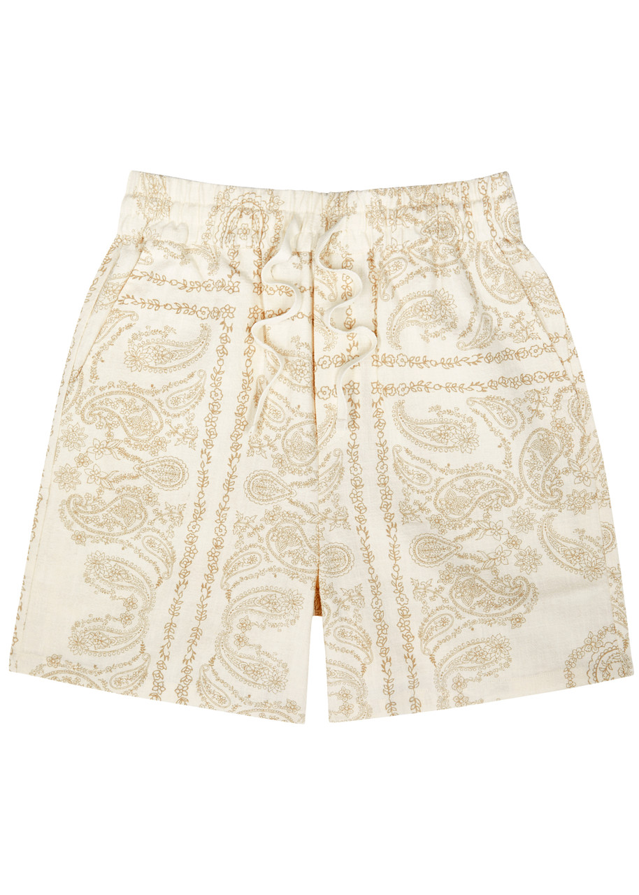 Shop Les Deux Lesley Paisley-print Shorts In Beige