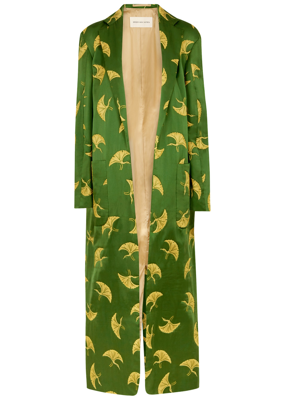 Dries Van Noten Rougie Printed Satin Coat - Green - M (UK12 / M)