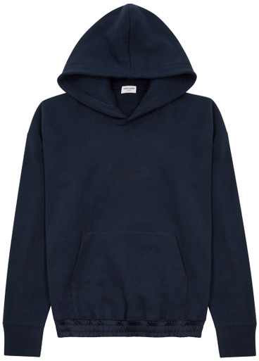 SAINT LAURENT Logo-embroidered hooded cotton sweatshirt | Harvey
