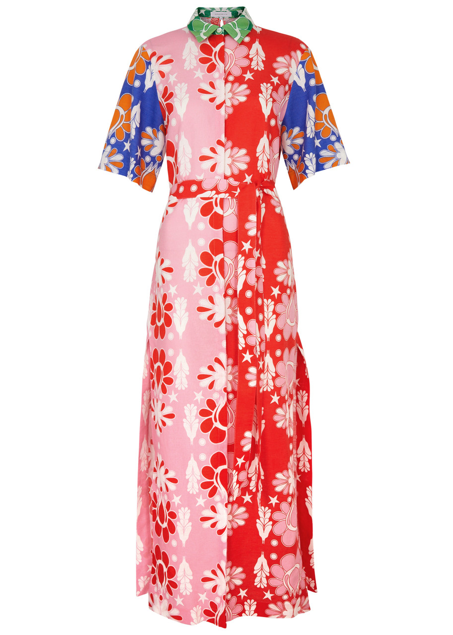 Printed cotton-blend maxi dress