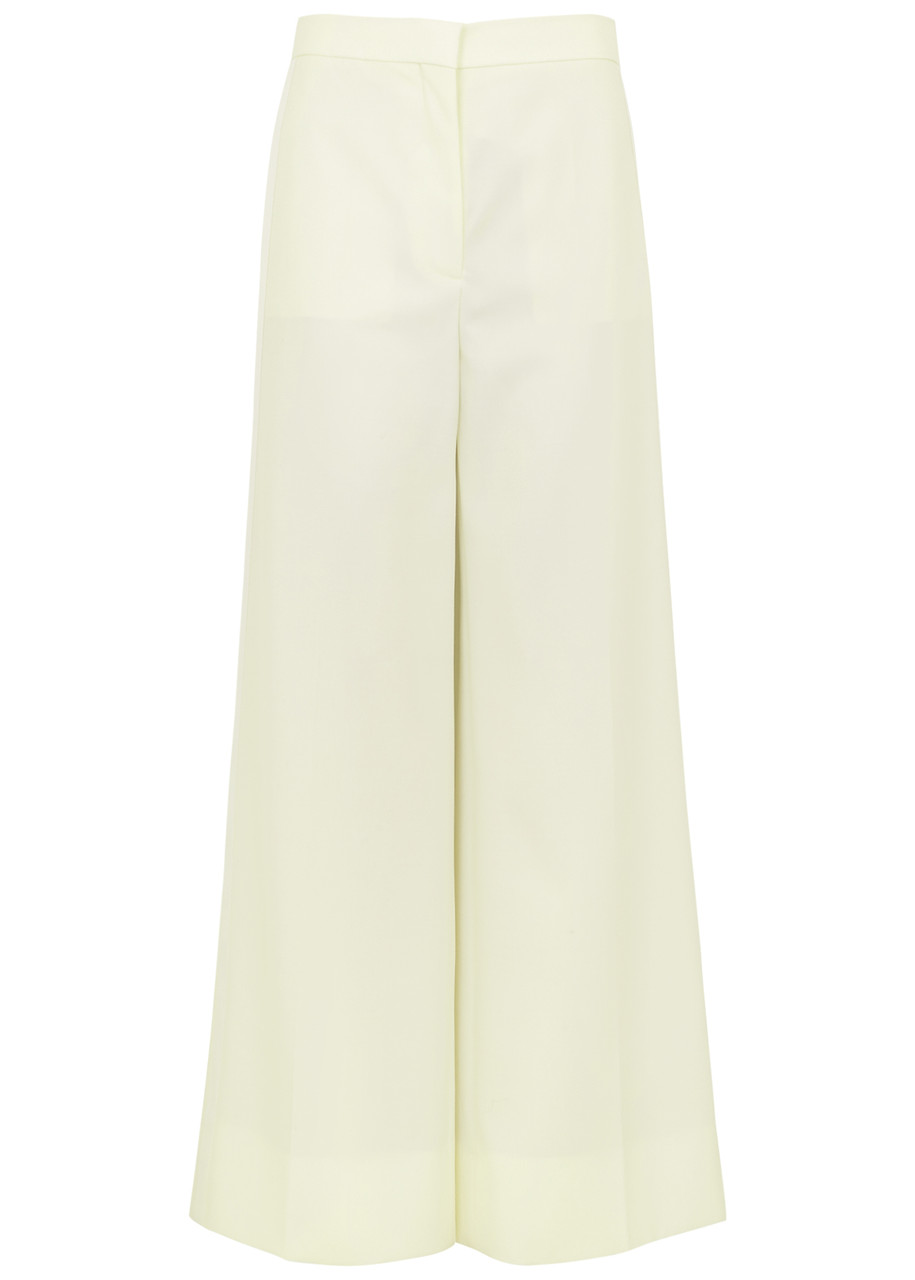 Shop Stella Mccartney Wide-leg Wool Tuxedo Trousers In White