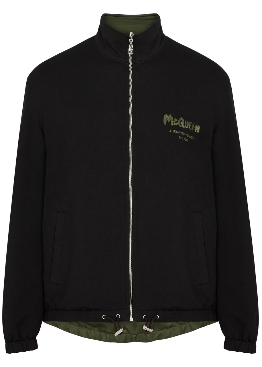 Shop Alexander Mcqueen Reversible Logo Nylon Jacket In Black