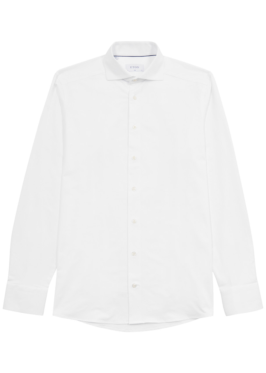 Shop Eton Stretch-jersey Shirt In White
