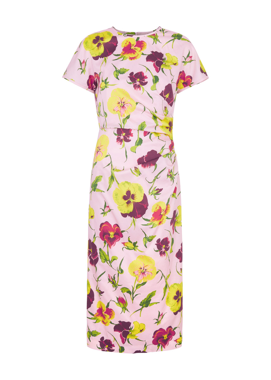 Shop Max Mara Kim Floral-print Stretch-cotton Midi Dress In Multicoloured