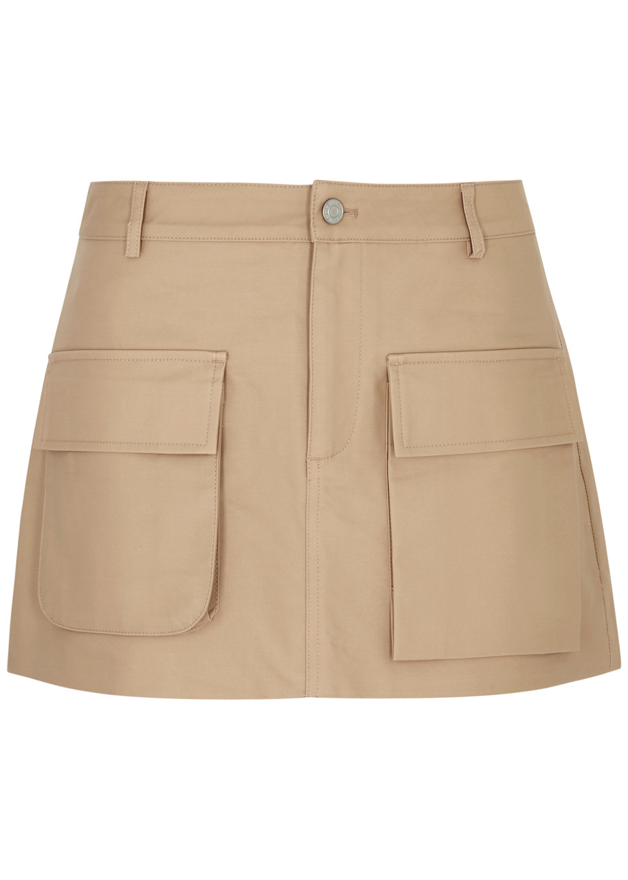 Aexae Cotton Mini Cargo Skirt In Beige