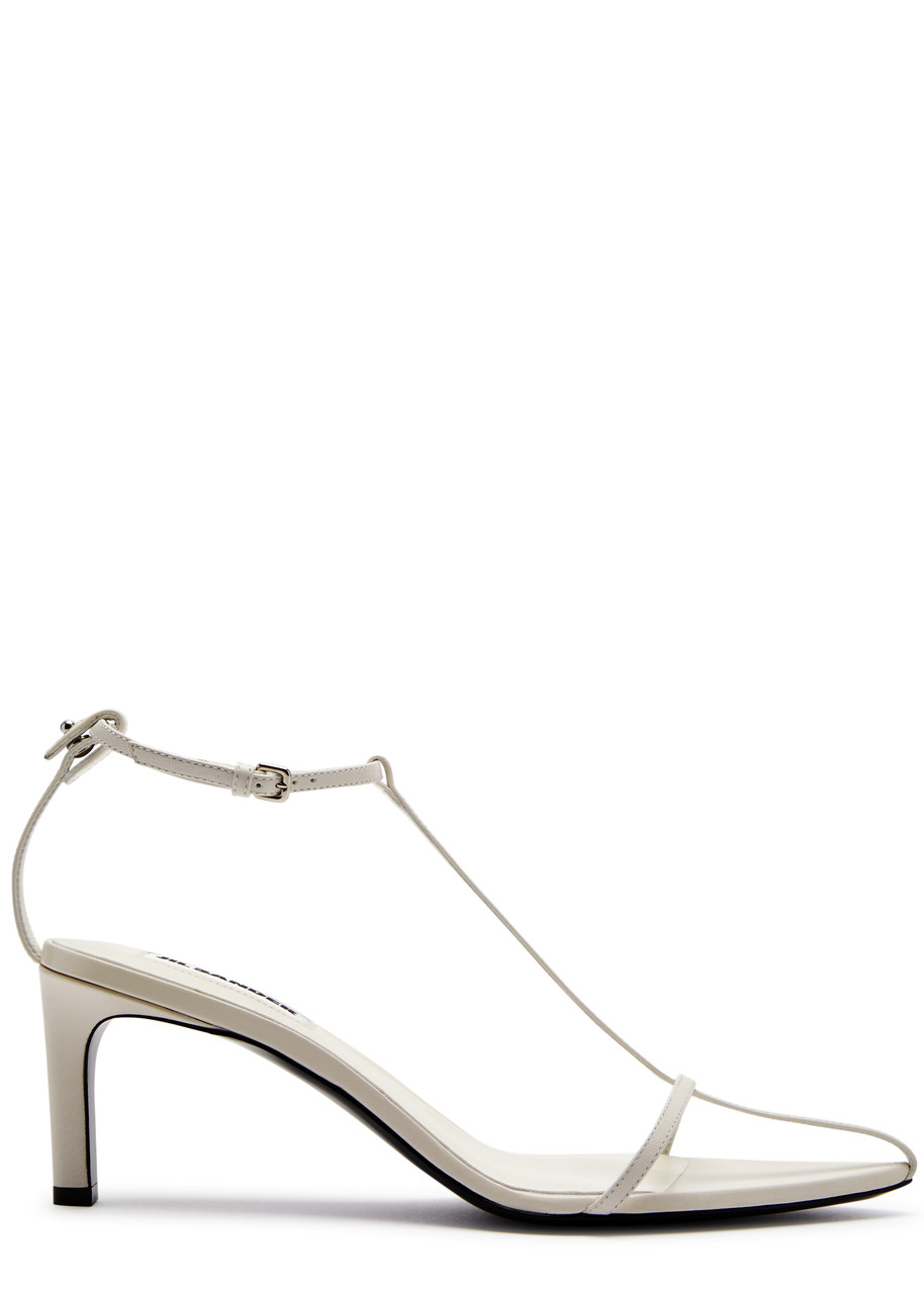 Jil Sander High 65 Leather Sandals In Cream