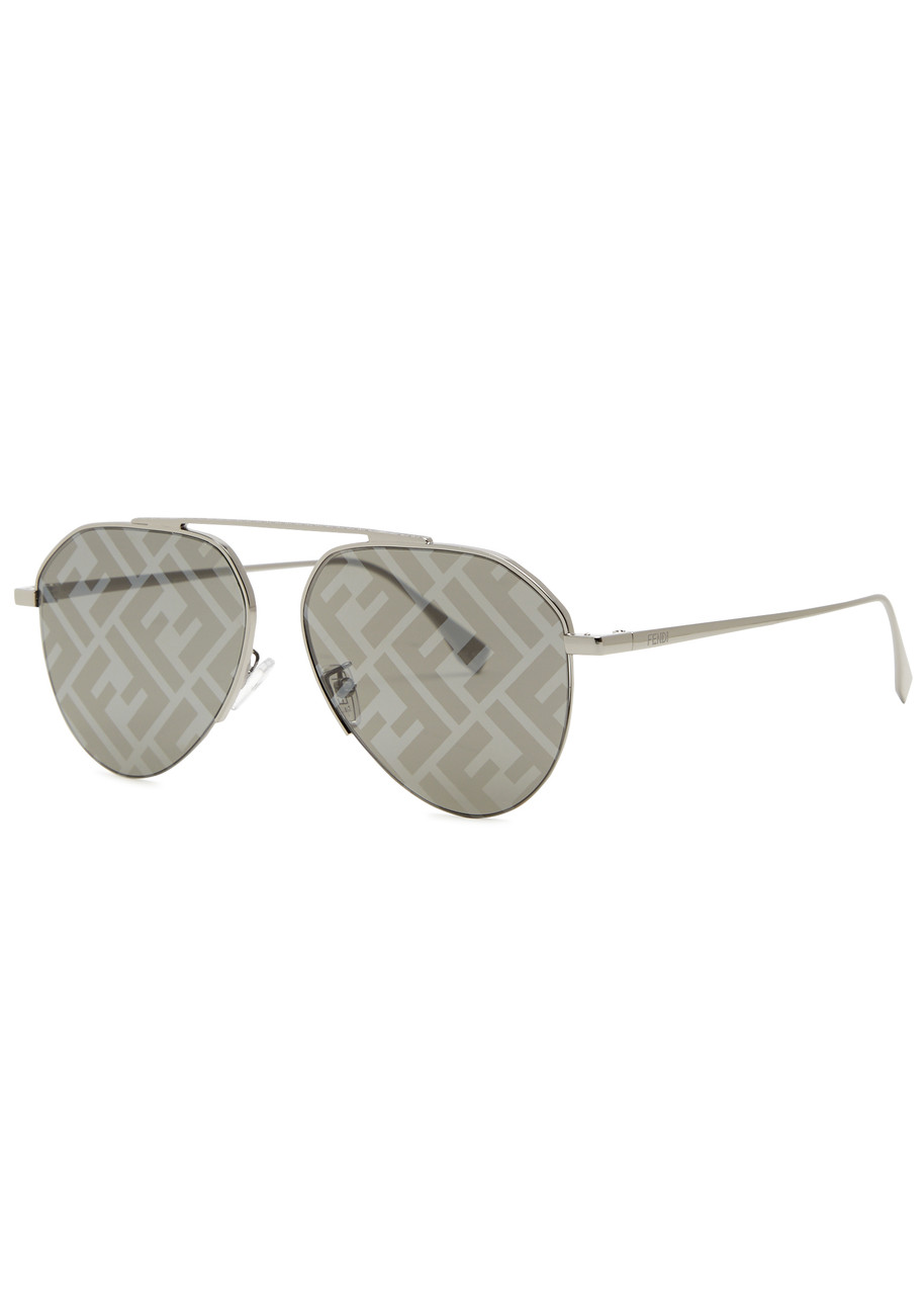 Fendi Fendi Travel Aviator-style Sunglasses, Sunglasses, Print Lenses - Grey