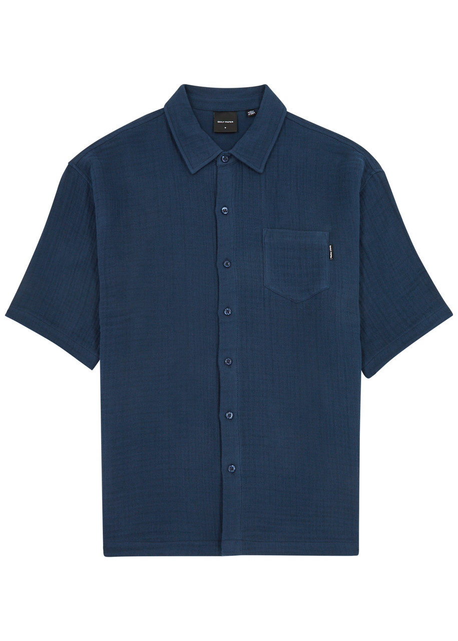 Daily Paper Enzi Seersucker Shirt In Blue