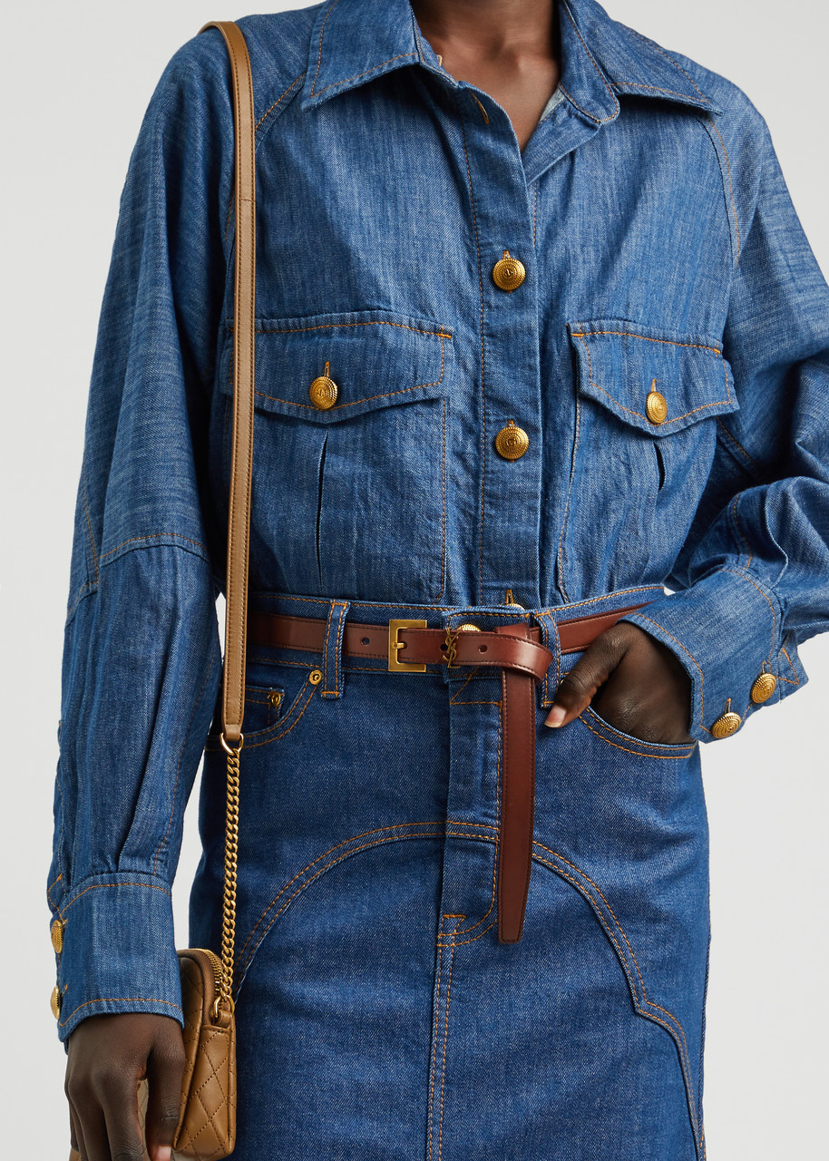 SAINT LAURENT SAINT LAURENT LOGO LEATHER BELT