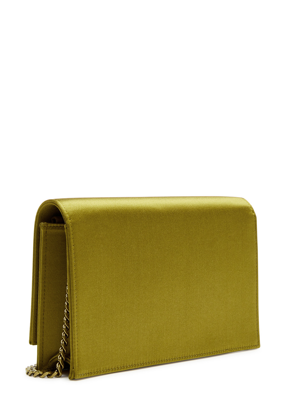 Saint Laurent Kate Satin Wallet-on-chain In Olive