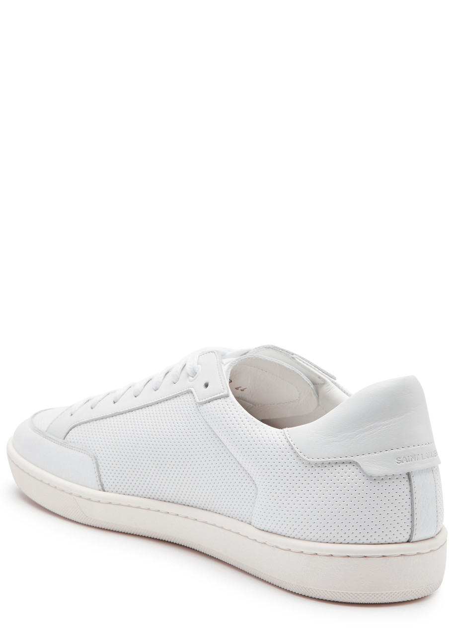 Saint Laurent Sl10 Panelled Leather Sneakers In White